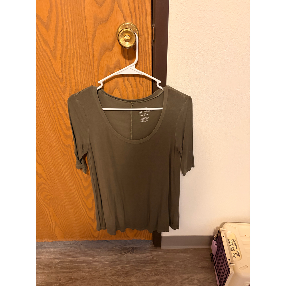 Green American Eagle Dress Shirt Size Small in Brown - Picture 1 of 2
